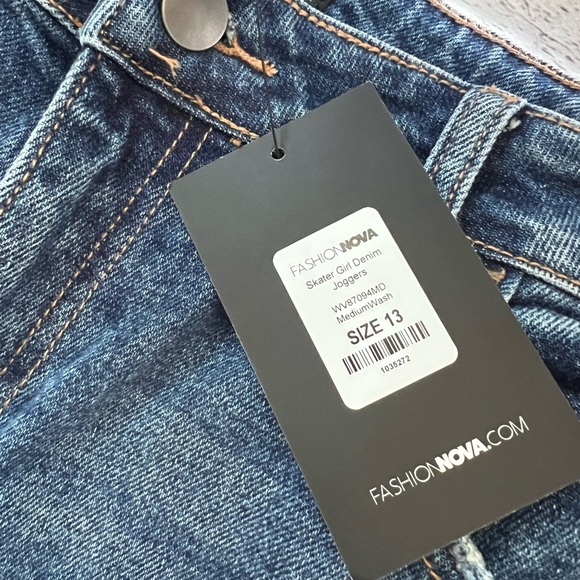 Skater Girl Denim Joggers- Medium Wash - Picture 6 of 13